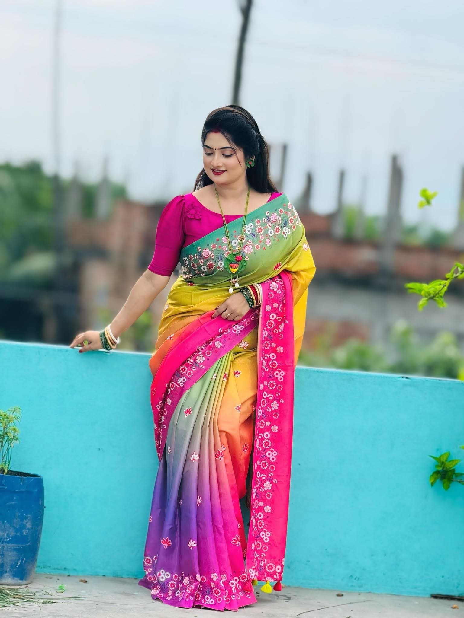 Japani silk saree with blause - Image 4